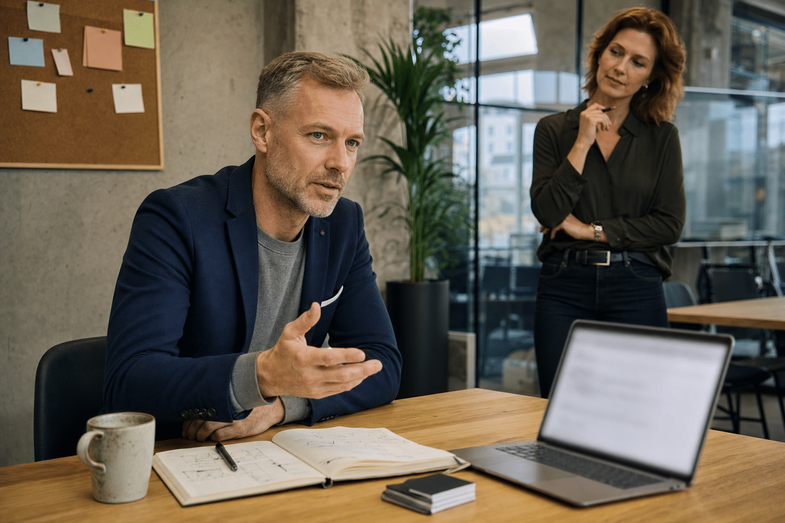 az sgi.hu domain név, gondolkodó férfi modern coworking irodában
